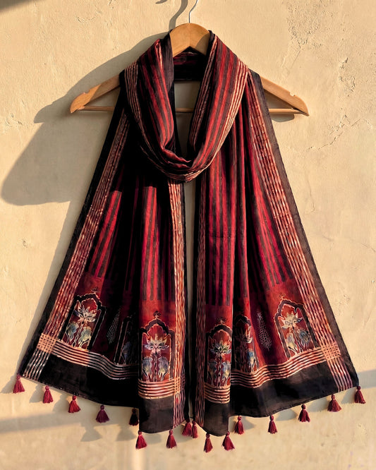 Stripe Story Ajrakh Modal Dupatta