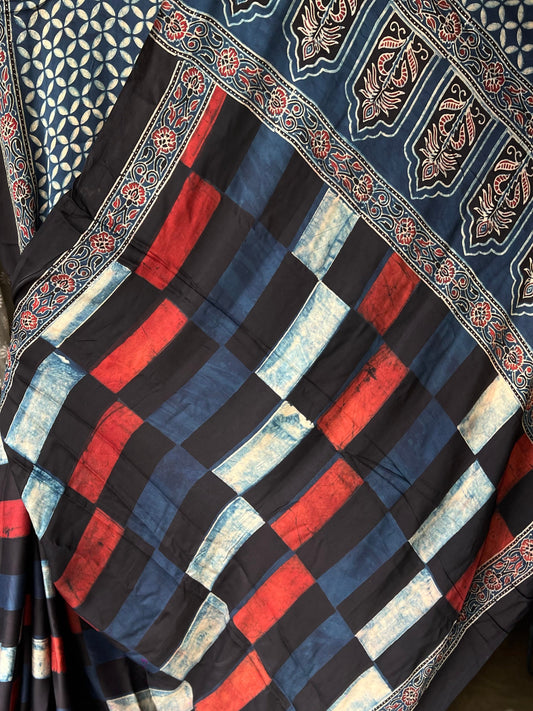 Samah – Ajrakh Hand Block Modal Saree