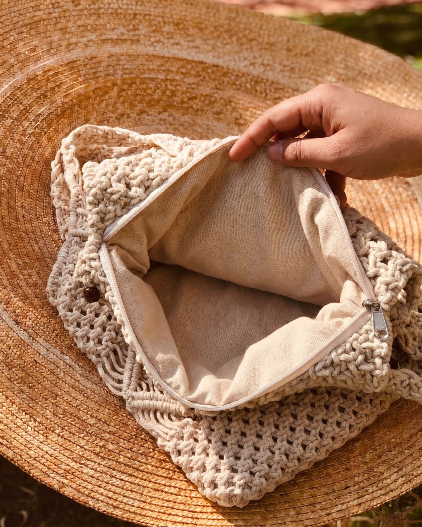 Lattice Woven Tote Bag - Handcrafted Macramé Summer Bag