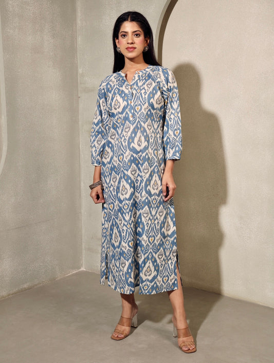 Blue Huesday Ikkat Dress