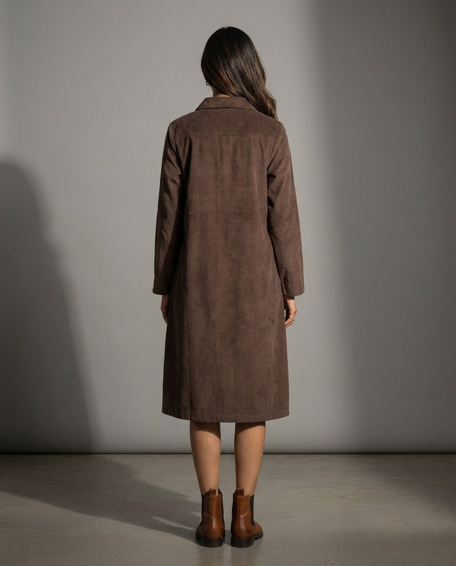 Dark Roast - Brown Corduroy Dress