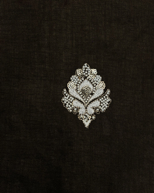 Viram - Linen Hand Embroidered Unstitched Kurta Pant Fabric Set