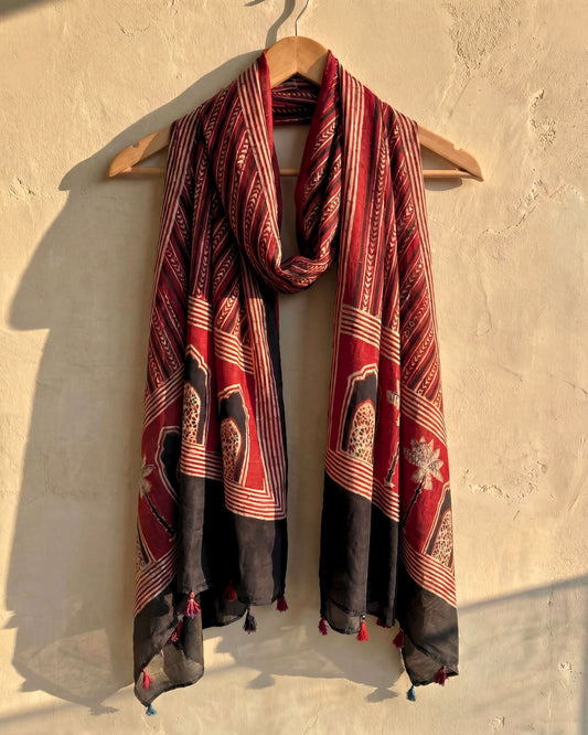 Scarlet Frame Ajrakh Modal Dupatta