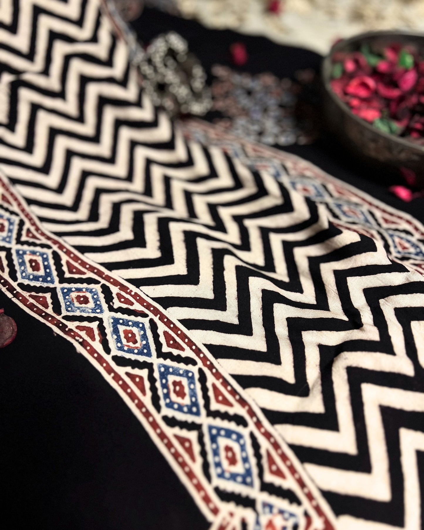 Tessara - Unstitched Modal Ajrakh Kurta & Dupatta Set
