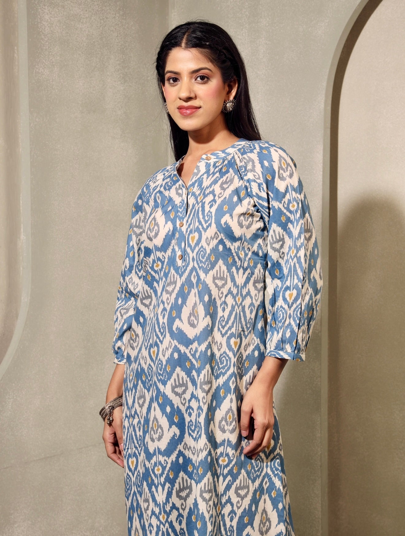 Blue Huesday Ikkat Dress