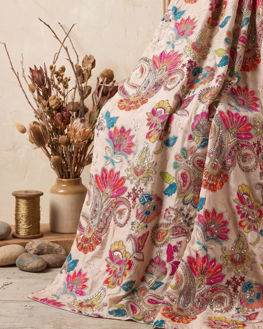 Daydream - Hand Embroidered Natural Crepe Unstitched Set
