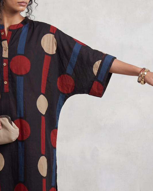 Point Taken - Hand Block Baghru Cotton Kurta Set