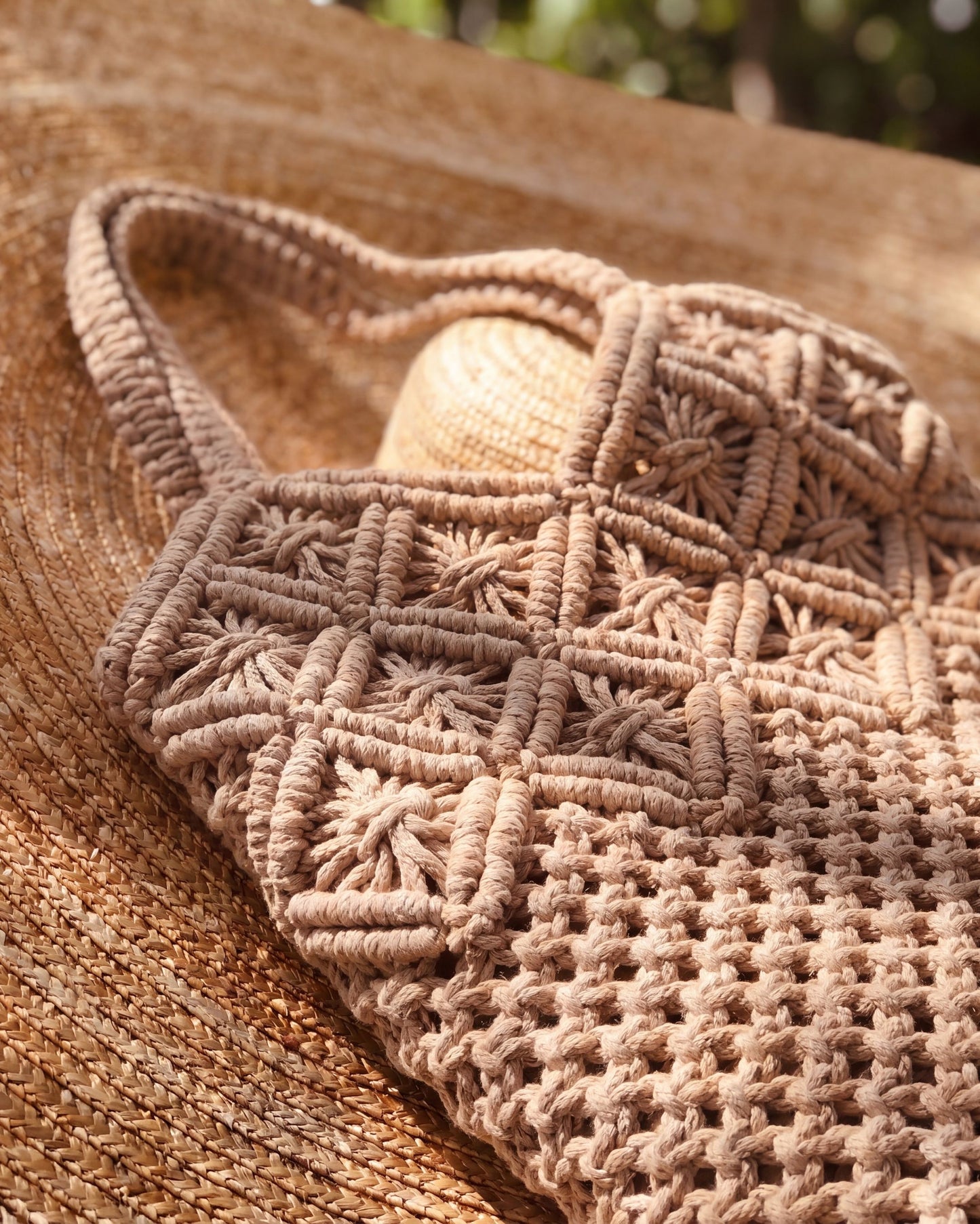 Dune Woven Tote Bag - Handcrafted Macramé Summer Bag