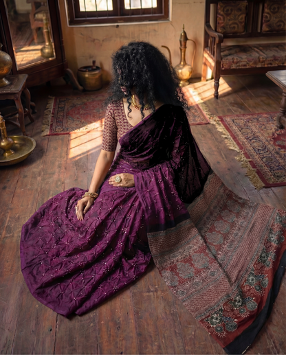 Bandhue - Bandhani & Ajrakh Modal Saree