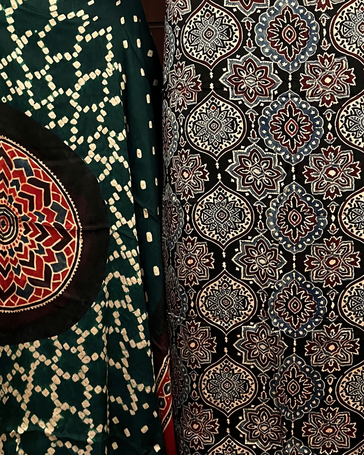 Two of a Kind – Hand Blocked Ajrakh & Bandhani Unstitched Kurta Set