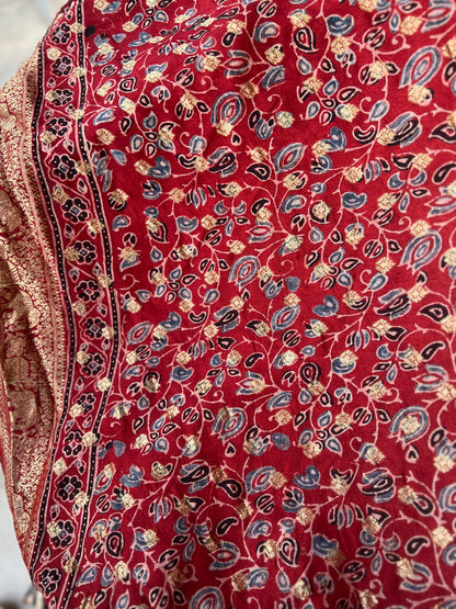 Tathya – Ajrakh Hand Block Dola Silk Saree