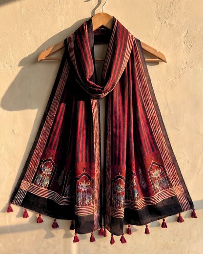 Stripe Story Ajrakh Modal Dupatta