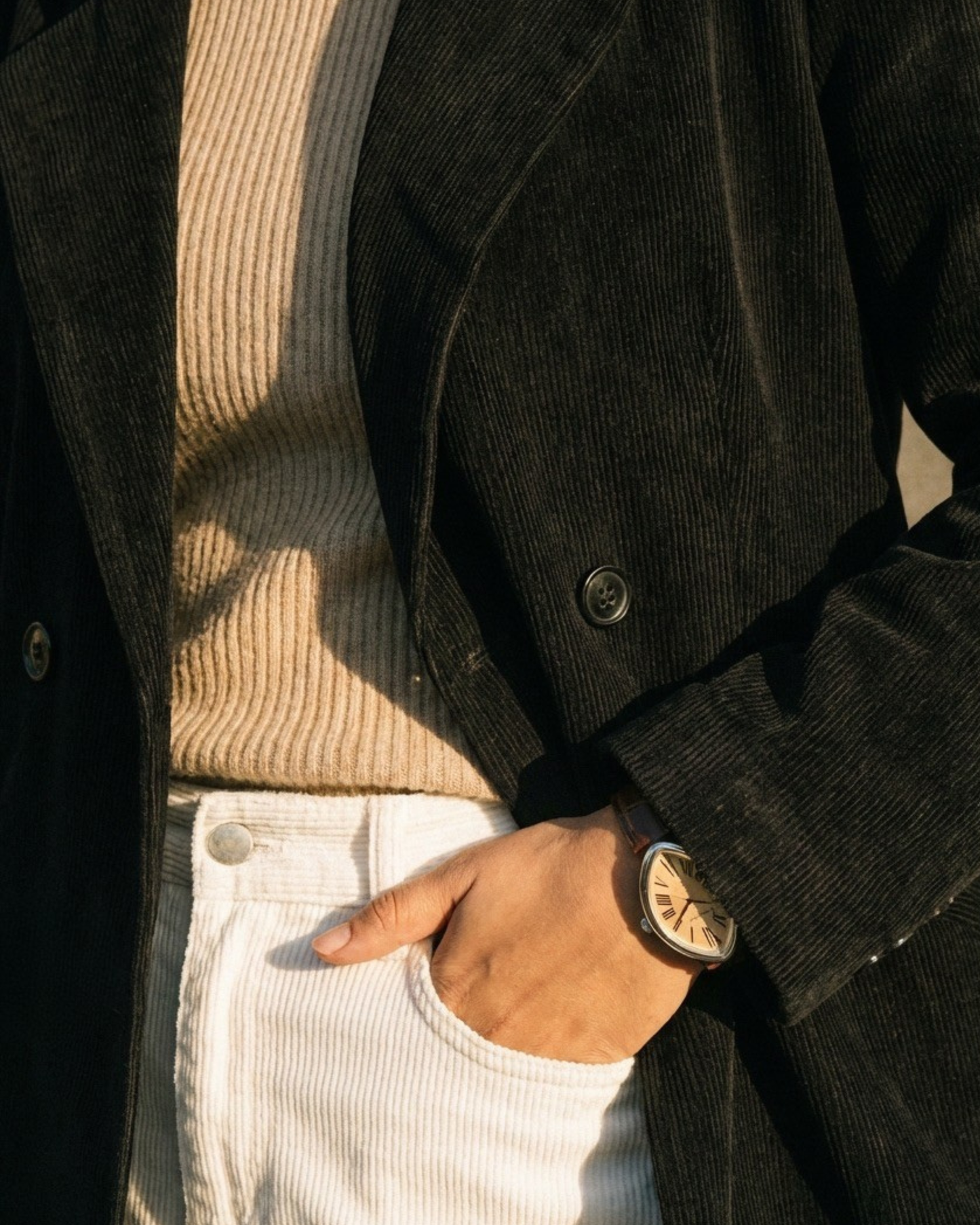 Black Off - Black Corduroy Double Breasted Jacket
