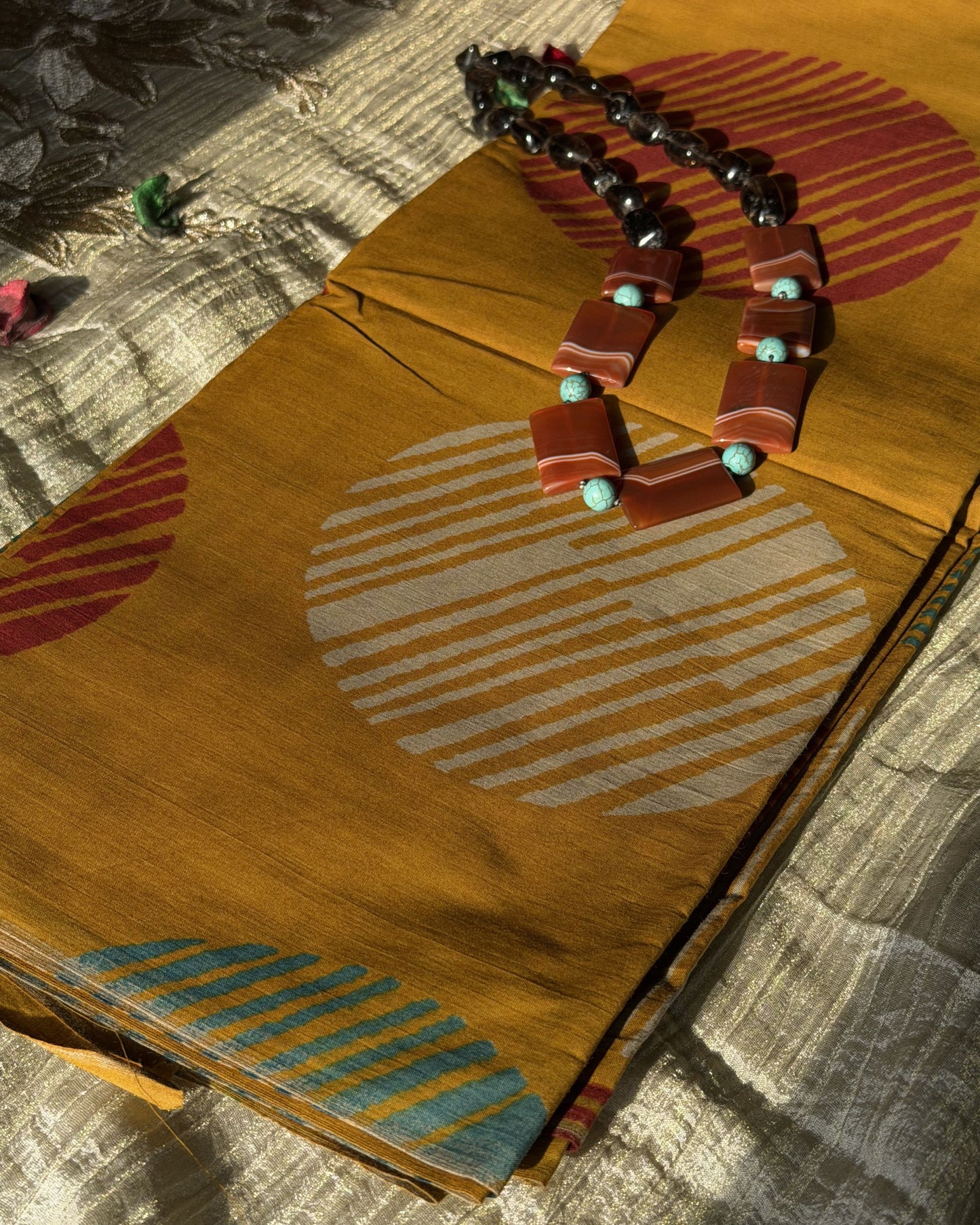Vritta - Unstitched Bagru Kurta Pant Set