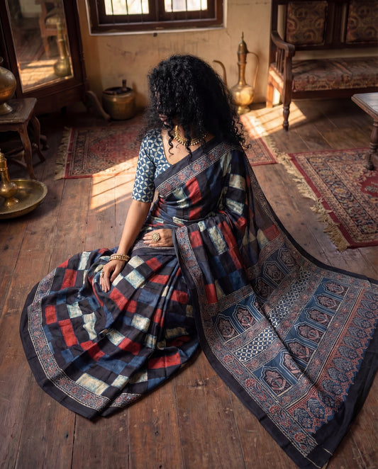 Samah – Ajrakh Hand Block Modal Saree