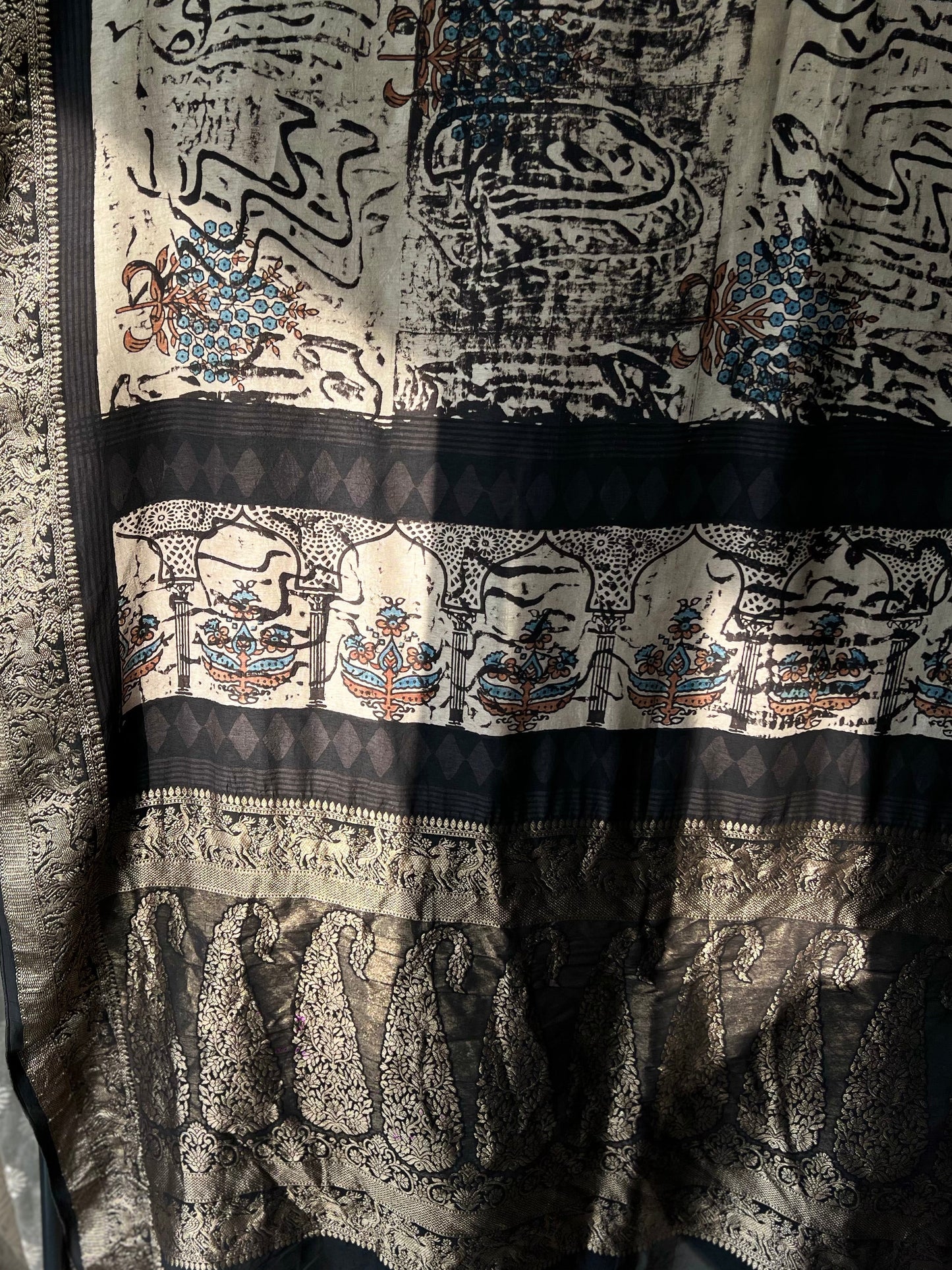 Waraq – Ajrakh Hand Block Dola Silk Saree