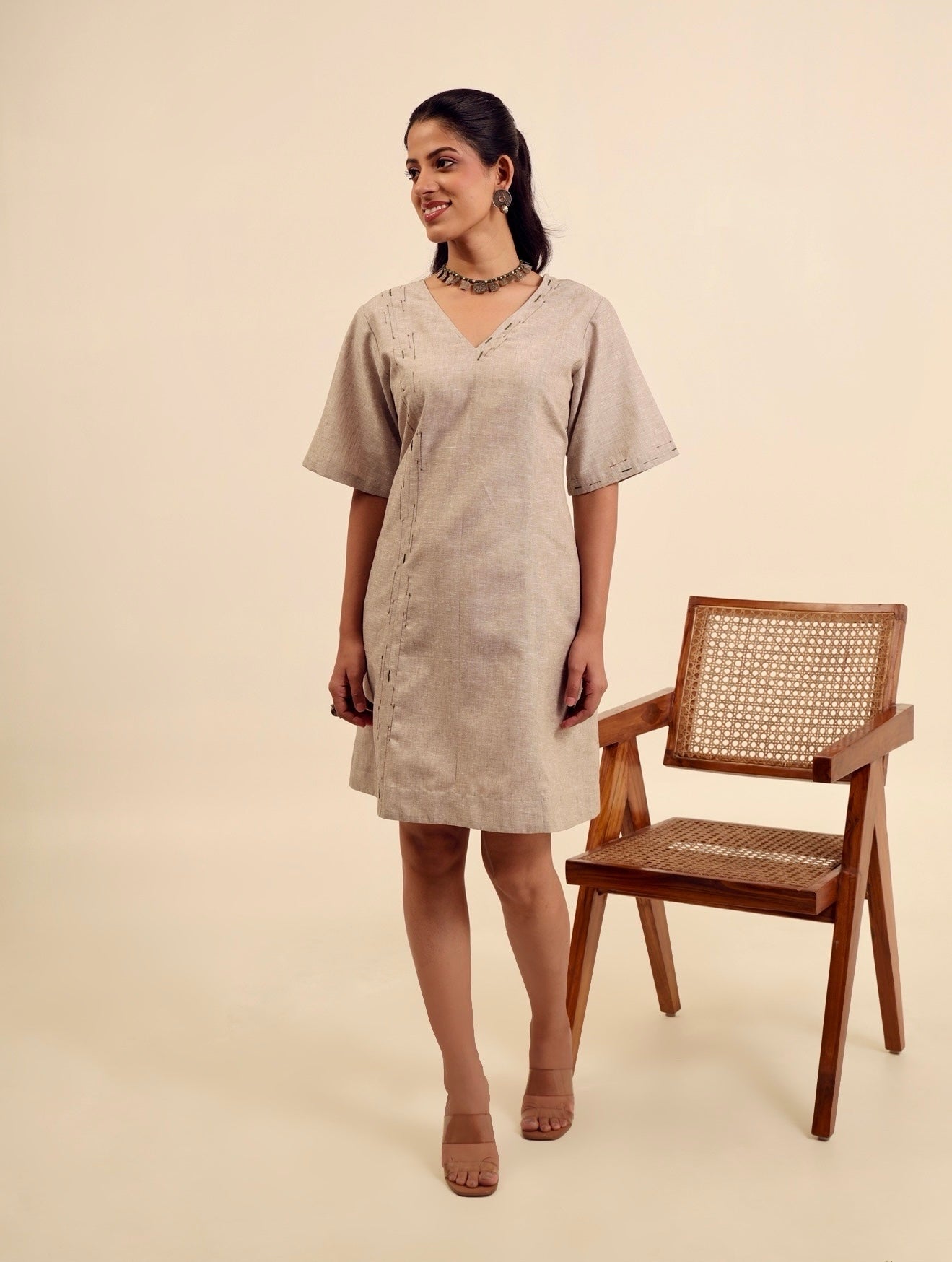 The Subtle Stitch - Embroidered Linen Dress