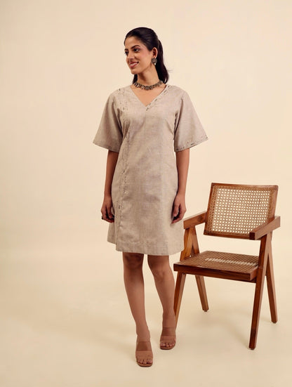 The Subtle Stitch - Embroidered Linen Dress