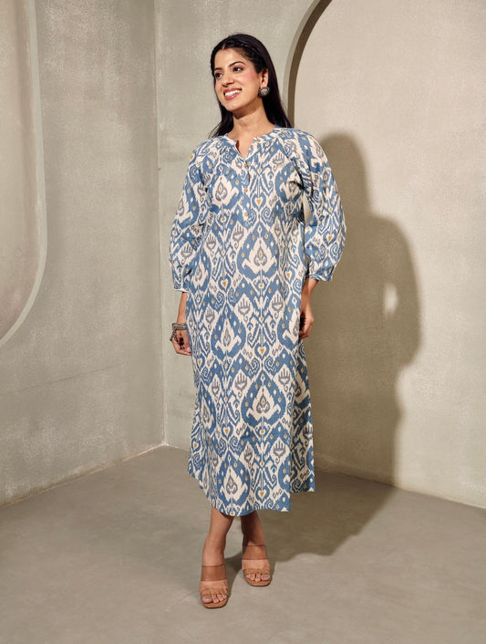 Blue Huesday Ikkat Dress