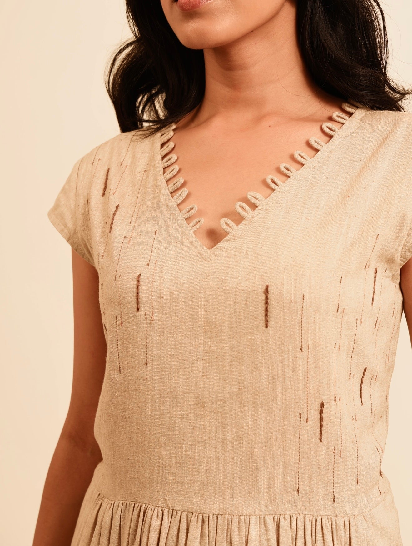 Neutral Ground - Embroidered Summer Dress