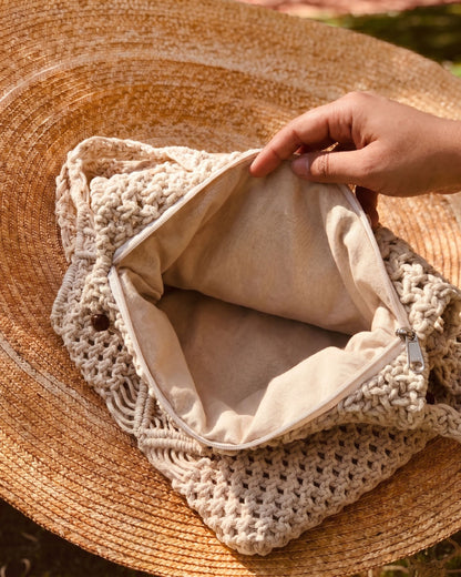 Lattice Woven Tote Bag - Handcrafted Macramé Summer Bag