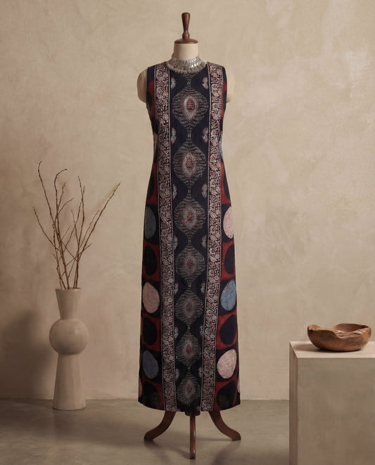 Midnight Ledger - Unstitched Cotton Ajrakh Kurti Fabric