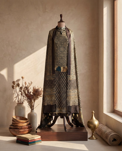 Ember Draft - 2 Pc Modal Ajrakh Unstitched Set