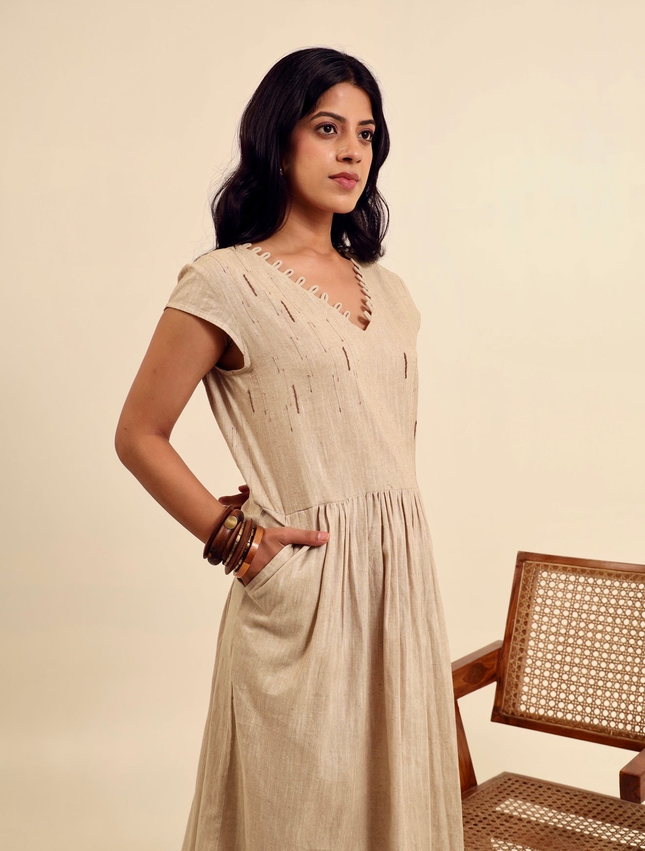 Neutral Ground - Embroidered Summer Dress