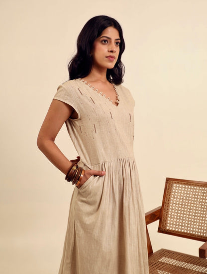 Neutral Ground - Embroidered Summer Dress