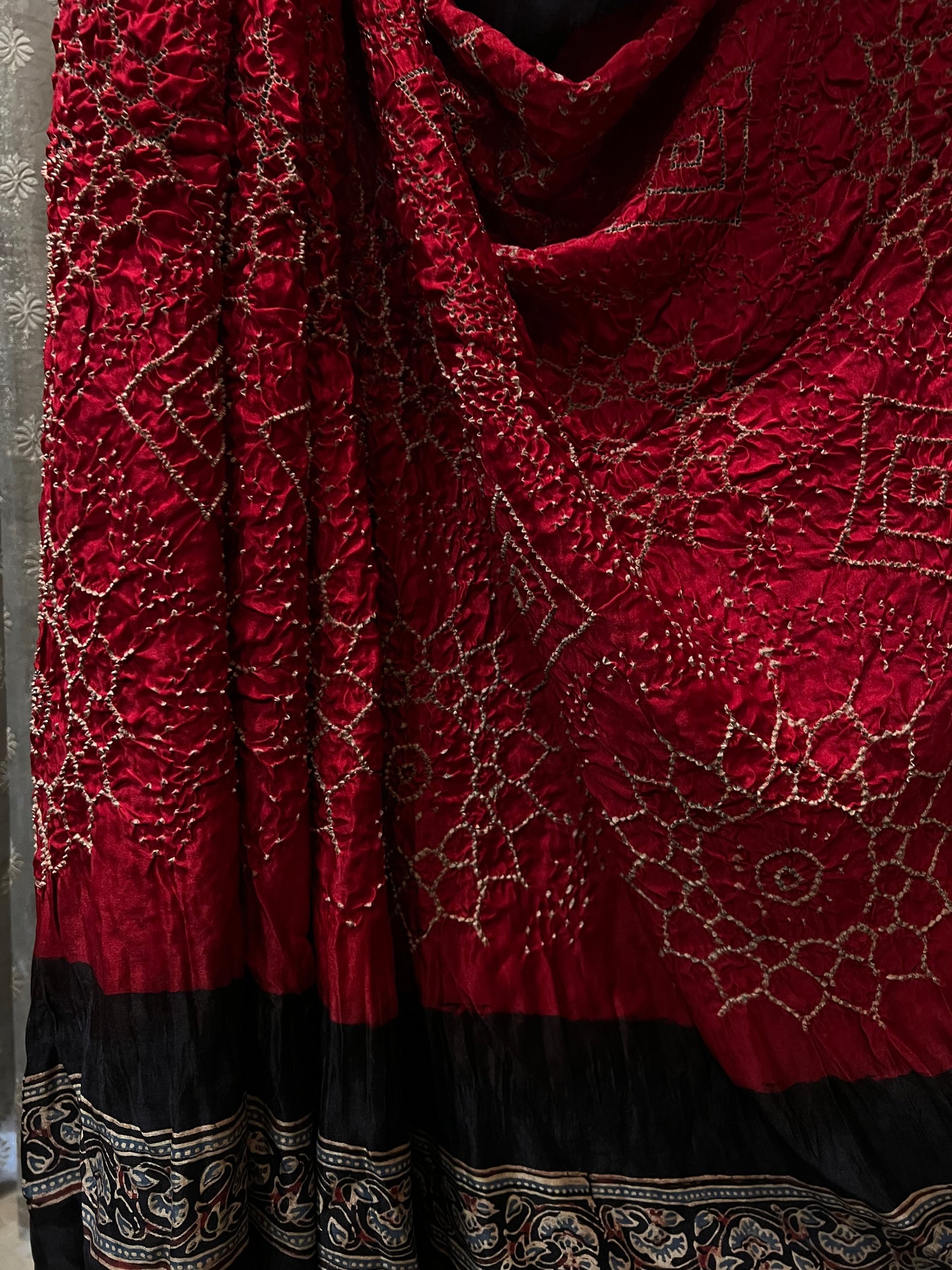 Miraaj – Bandhani Ajrakh Gaji Silk Saree