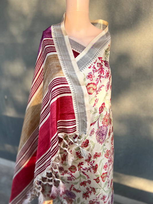 Veilora - Apple Silk Saree with Hand Block Print