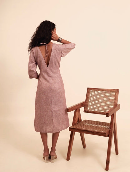 The Lilac Whisper - Linen Middi Dress