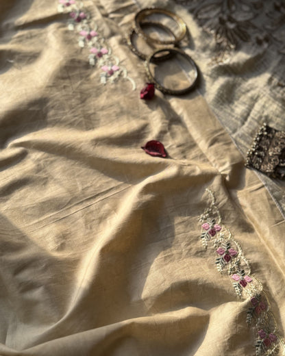 Meir - Embroidered Cotton Unstitched Kurta Pant Set