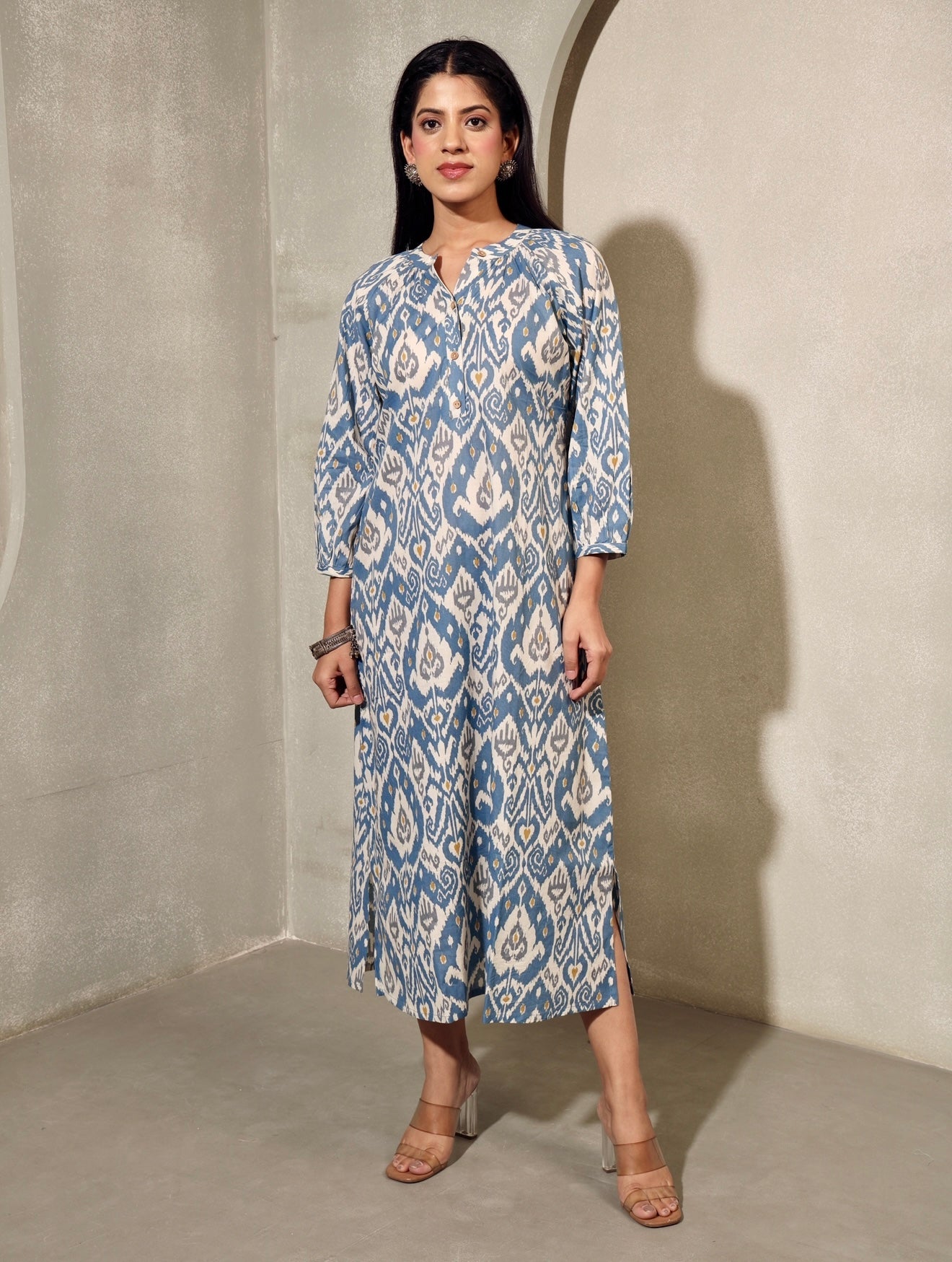 Blue Huesday Ikkat Dress