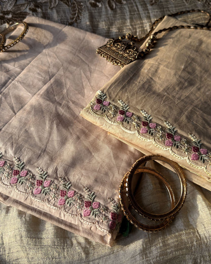 Meir - Embroidered Cotton Unstitched Kurta Pant Set
