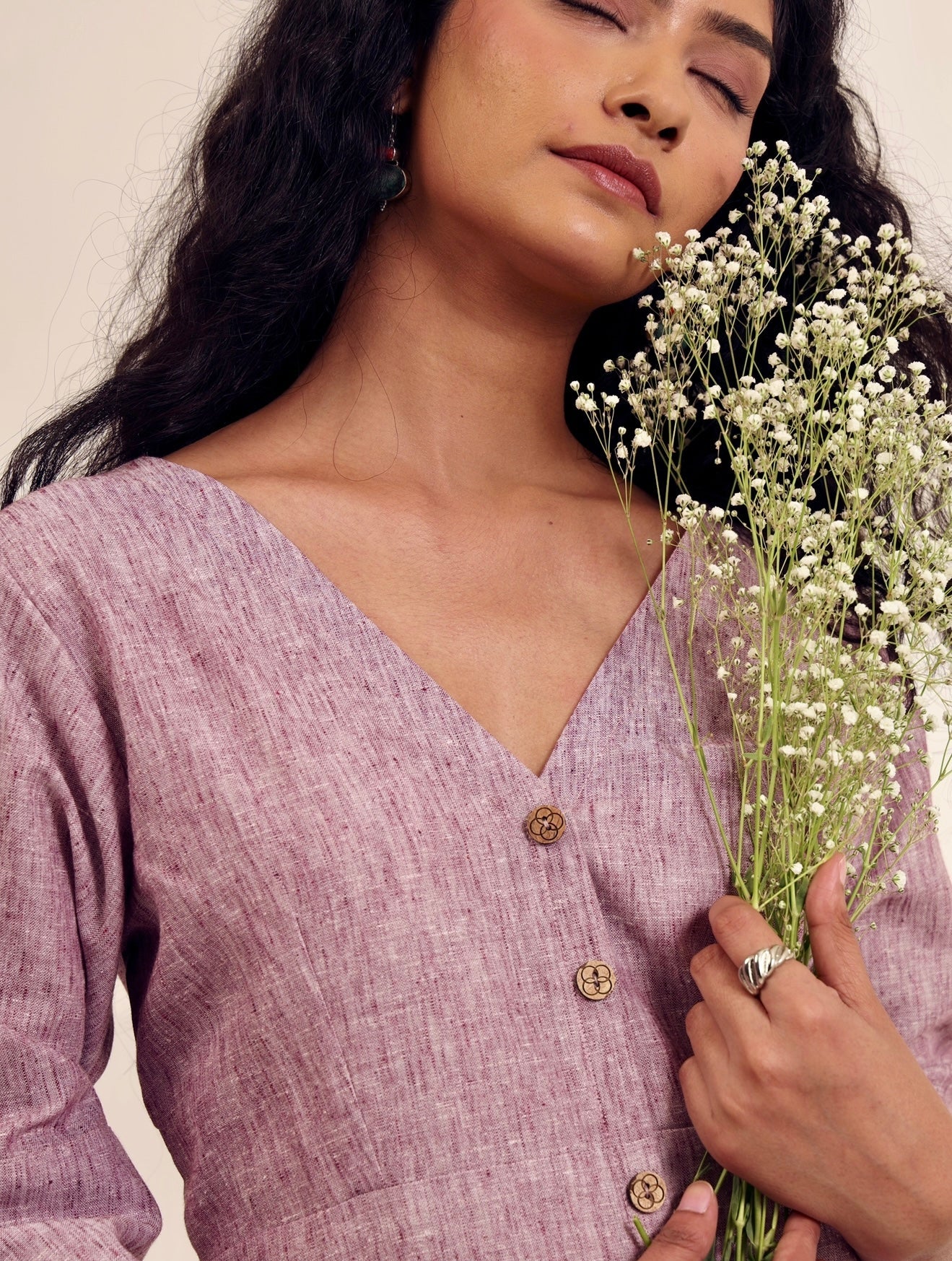 The Lilac Whisper - Linen Middi Dress