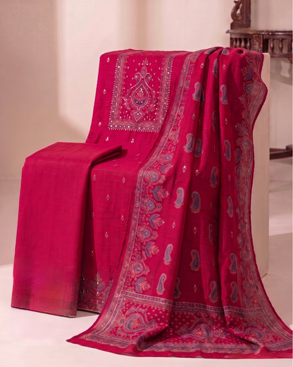 Reign Check – Cotton Khadi Silk Unstitched Suit Set