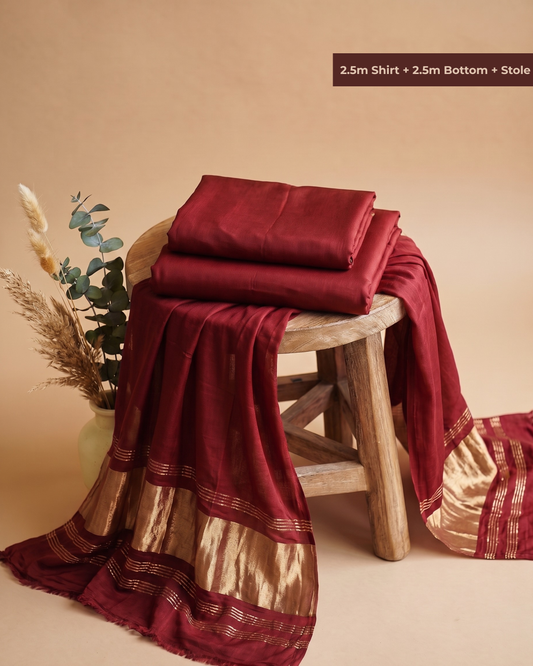 Vyān - Modal Unstitched Suit Set with Lagdi Patta Dupatta