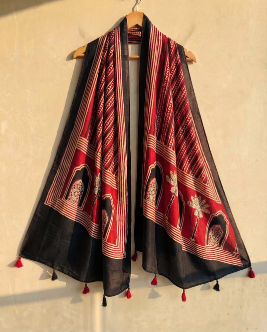 Scarlet Frame Ajrakh Modal Dupatta
