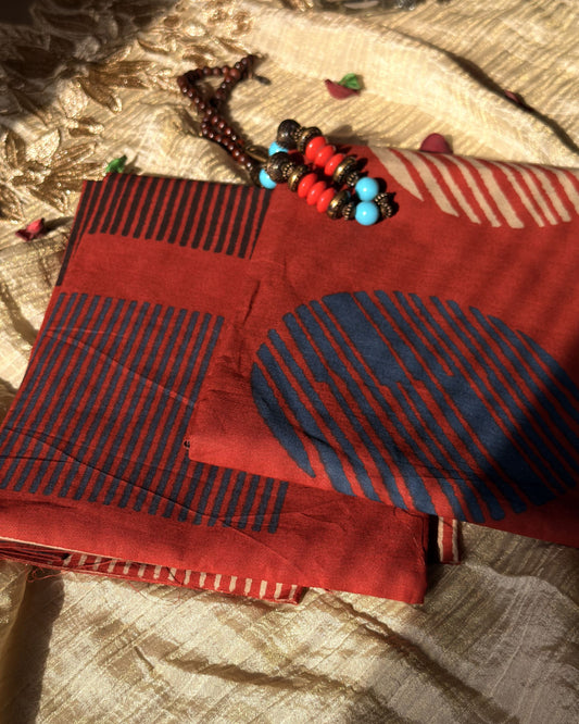 Vritta - Unstitched Bagru Kurta Pant Set