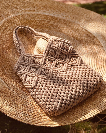 Dune Woven Tote Bag - Handcrafted Macramé Summer Bag