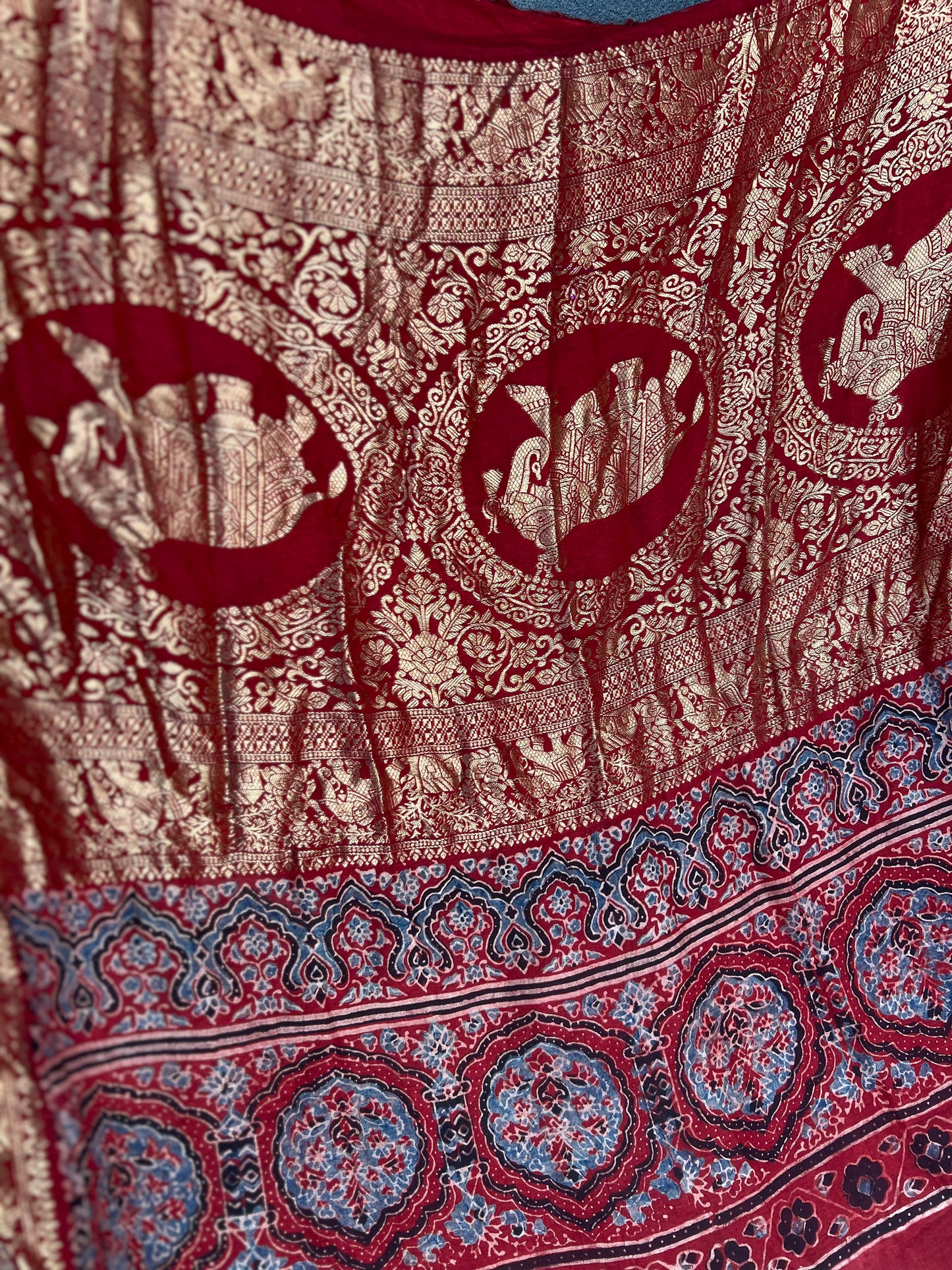 Tathya – Ajrakh Hand Block Dola Silk Saree