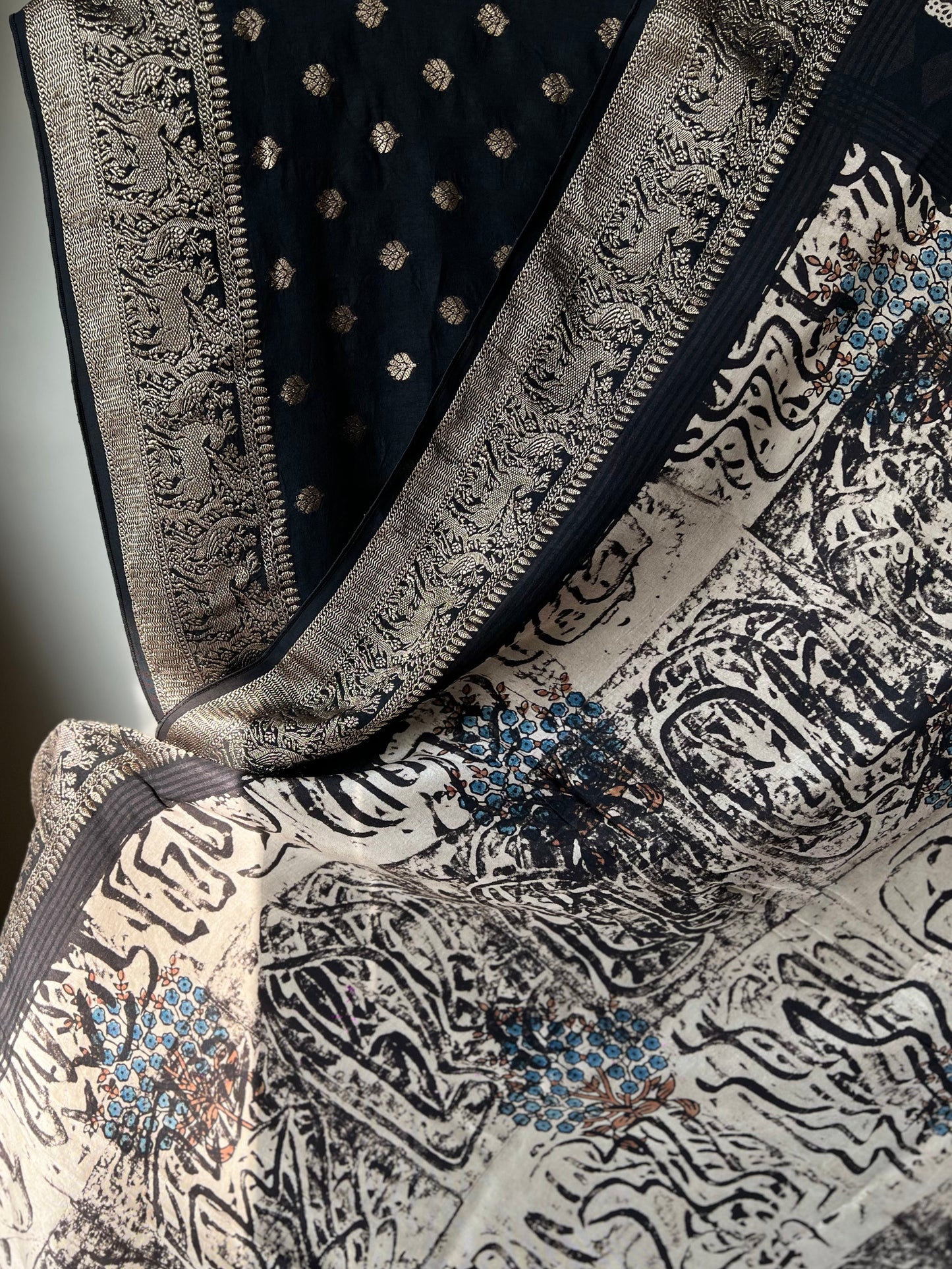 Waraq – Ajrakh Hand Block Dola Silk Saree