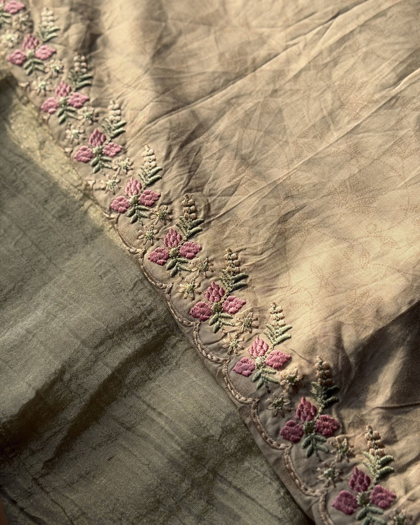 Meir - Embroidered Cotton Unstitched Kurta Pant Set