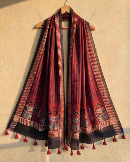 Stripe Story Ajrakh Modal Dupatta