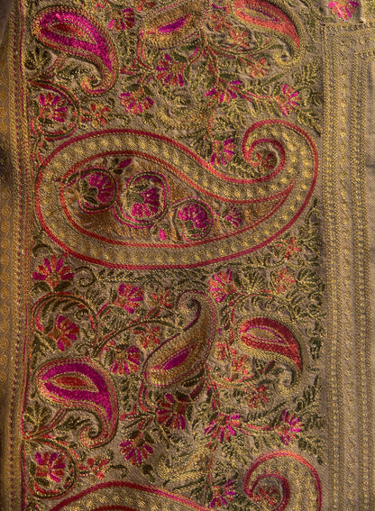 Ecru Sand Stole - Embroidered Pashmina Stole