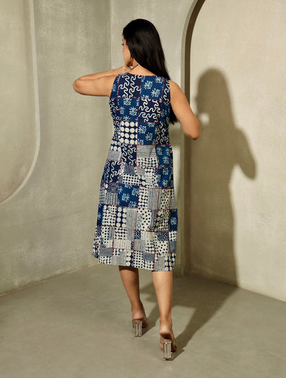 Laal Sutra - Indigo Patchwork Dress