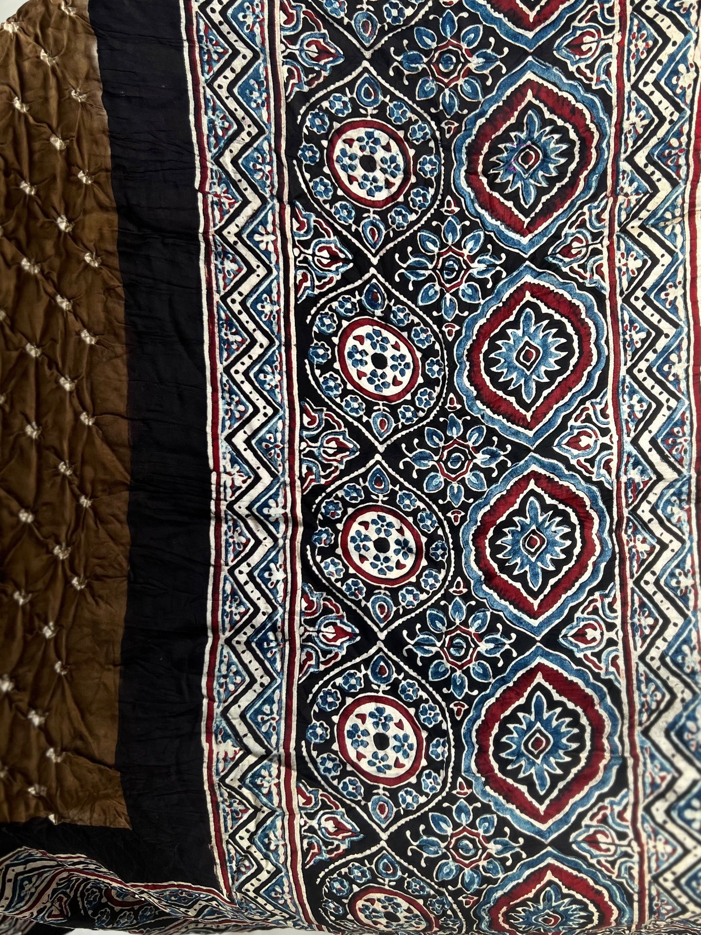 Pattern Pillar - Unstitched Kurti Fabric with Ajrakh & Bandhani Craft