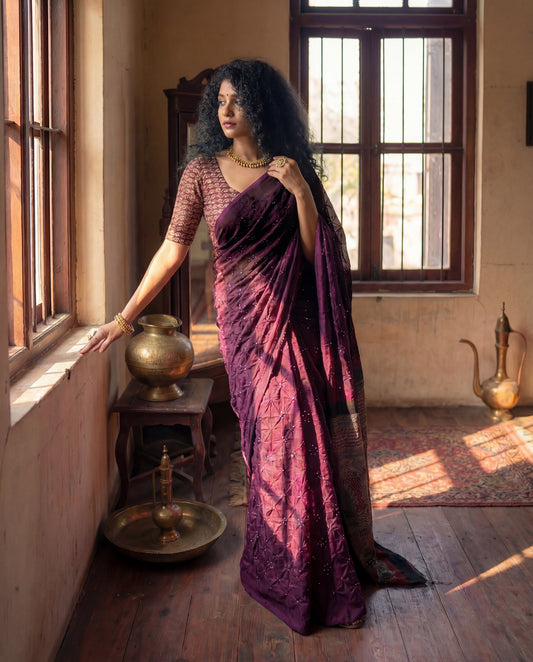 Bandhue - Bandhani & Ajrakh Modal Saree