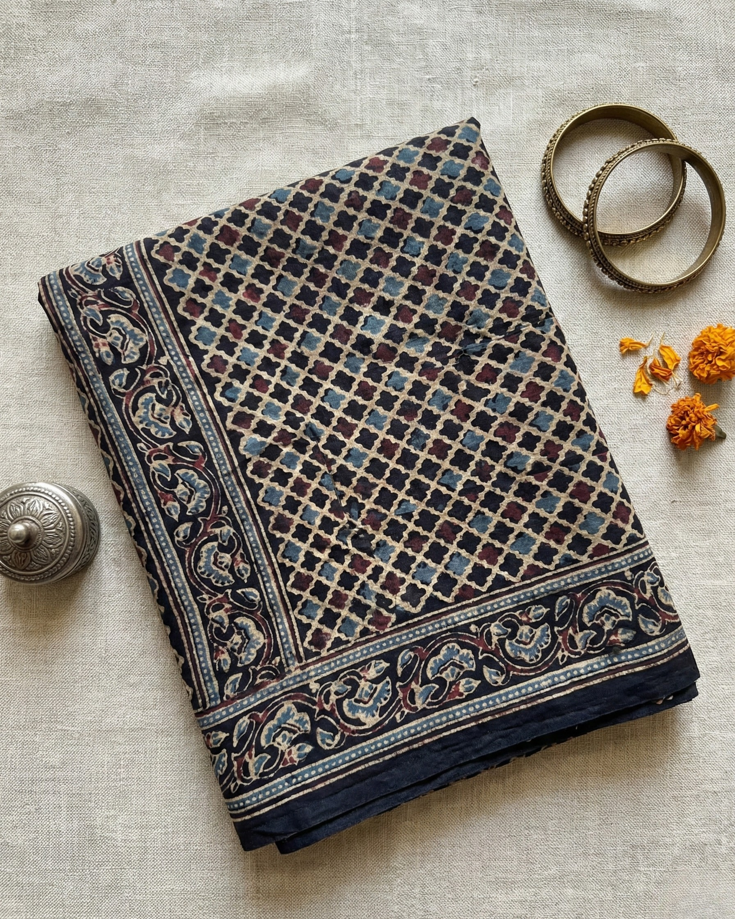 Miraaj – Bandhani Ajrakh Gaji Silk Saree
